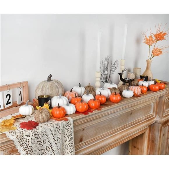 78Pcs Artificial Pumpkins Maple Harvest Fall Decoration for Autumn Thanksgiving - Picture 2 of 7